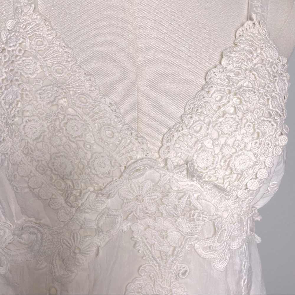 Johnny Was White Embroidered Lace Camisole Tank Top Size Small - Picture 4 of 13